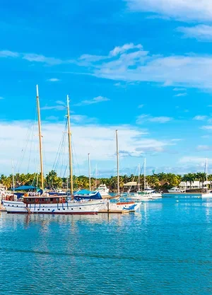 Boats docked at the Port Denarau Marina of Nadi